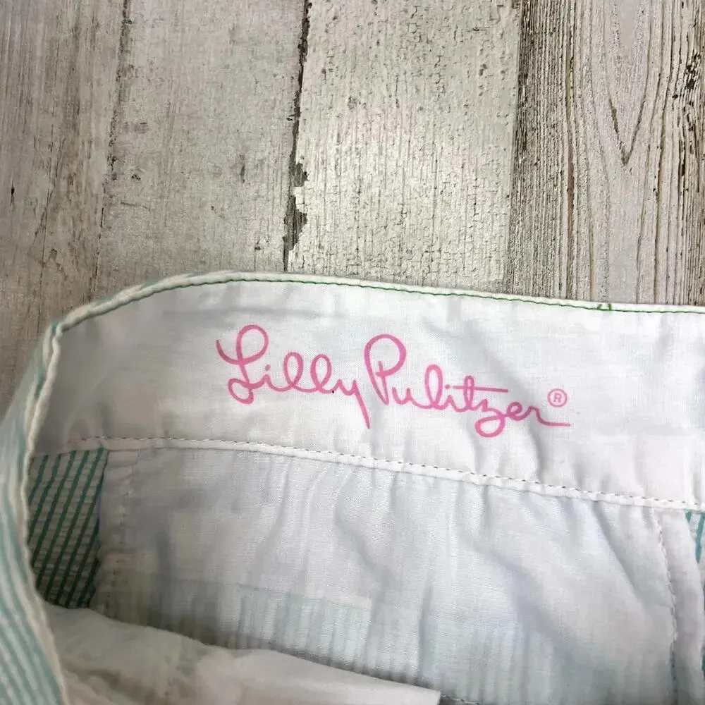 Lilly Pulitzer Women’s Size 00‎ Blue Seersucker Scalloped Hem Buttercup Shorts - Image 3
