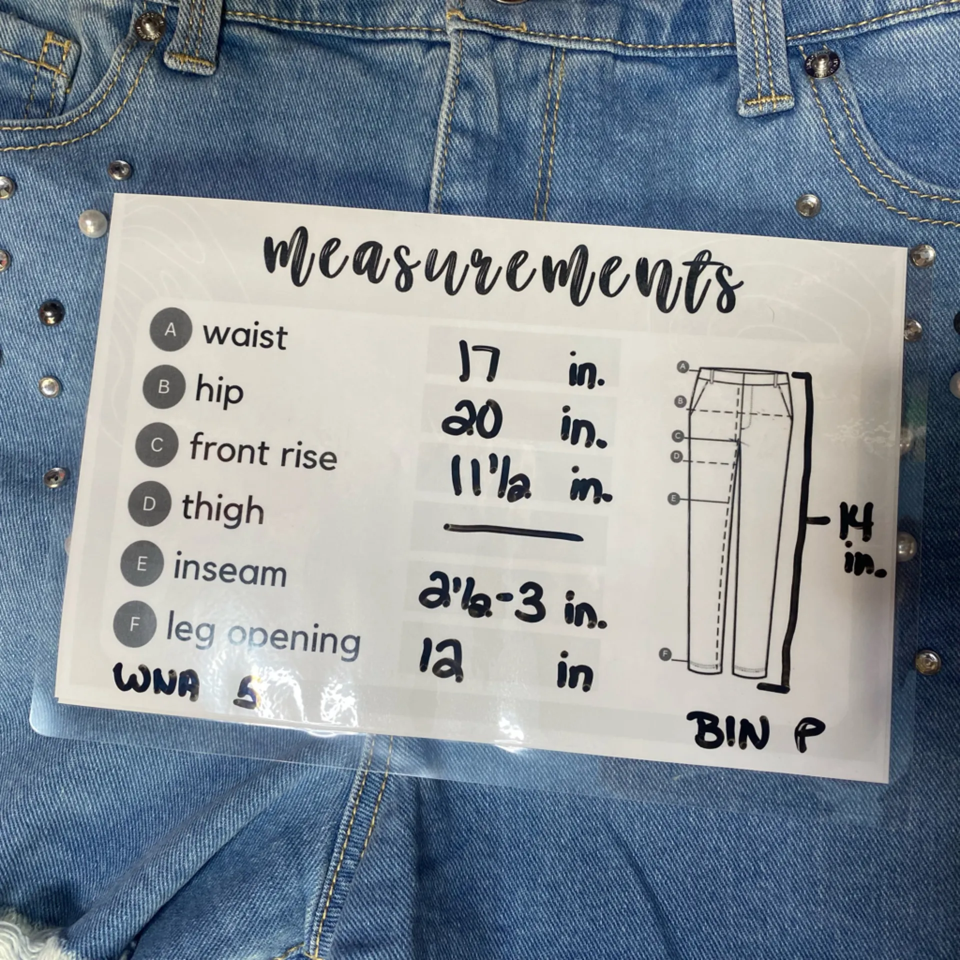 INC Denim high rise fashion basics shorts, embellished‎ frayed hem, size 12 - Image 11