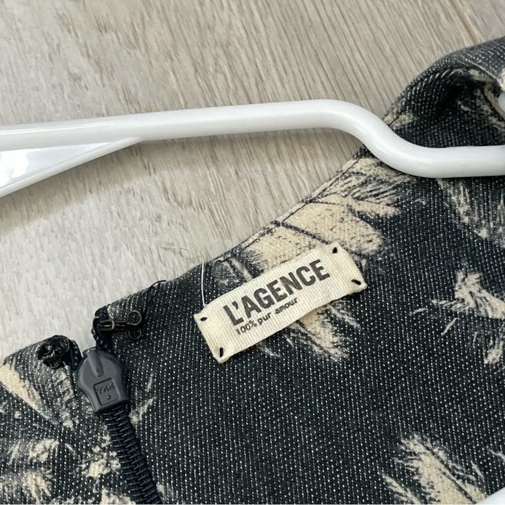 L'Agence Shift Dress palm tree sleeveless mini womens Gray size 4 tropical chic - Image 2