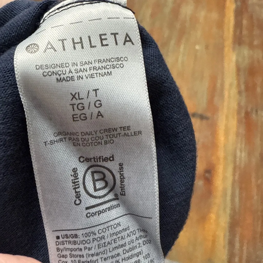 Athleta Navy Organic Daily Crew Short Sleeve Tee XL Basic Solid - Image 7