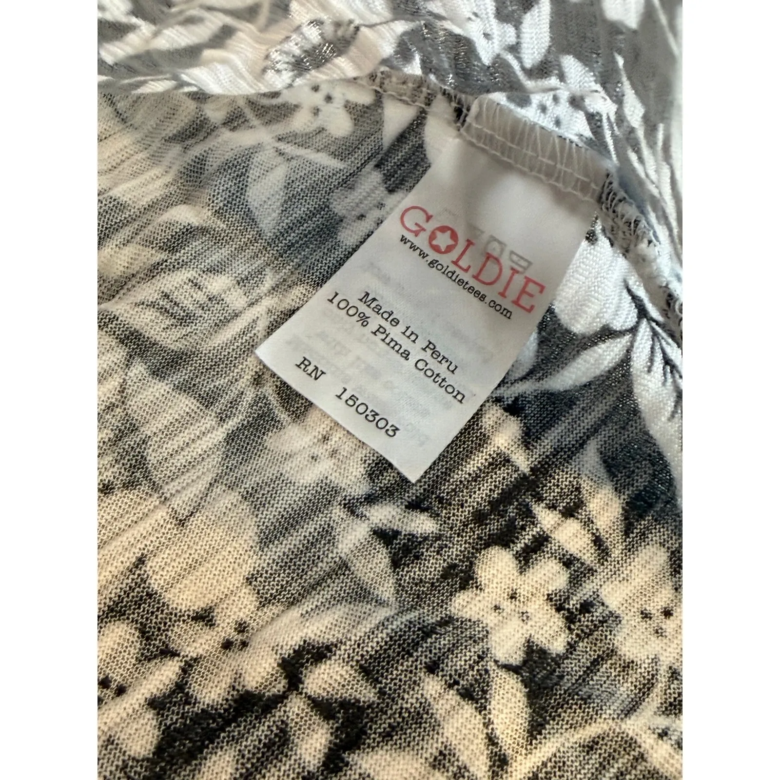 Goldie Tank Top Womens Small Black White Floral Sleeveless Pima Cotton Summer - Image 8