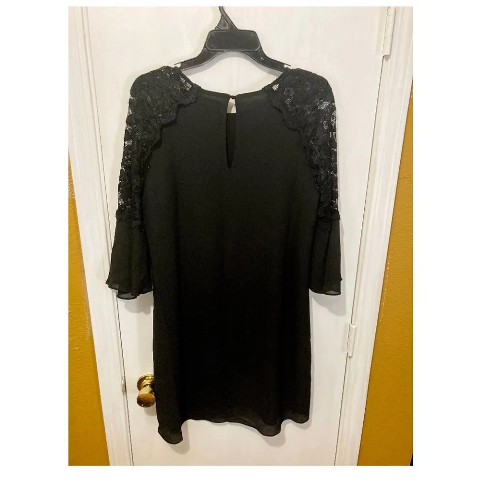 NEW Belle by Badgley Mischka women's 10 lace arm stretchy nylon shift dress NWD - Image 2