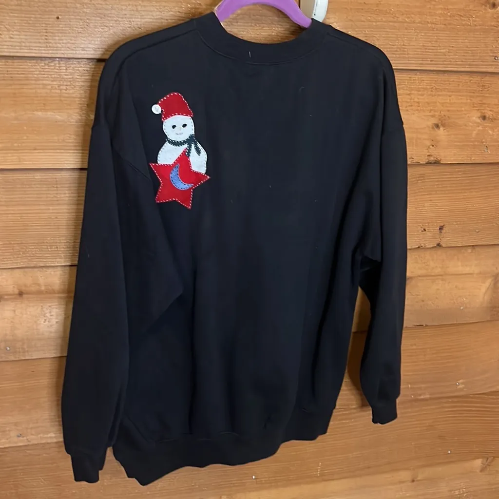 St John’s Bay Vintage Crew neck sweatshirt holiday Christmas embroidered snowman - Image 4