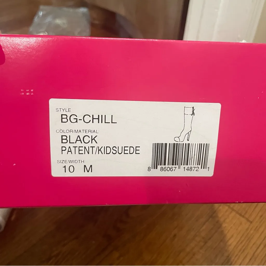 BCBGirls Chill Patent Leather Suede Knee High Heeled Boots Black Women’s Size 10 - Image 11