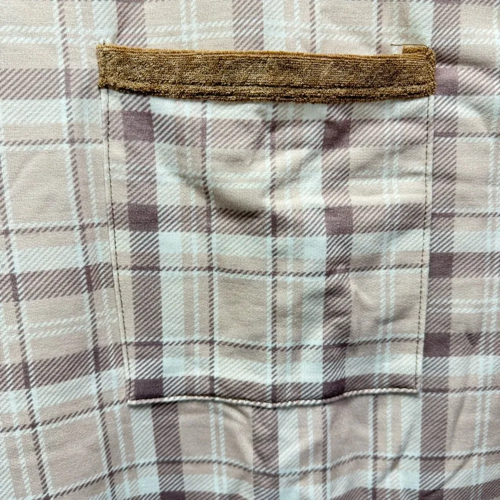 BiBi Tan & Cream Plaid Dropped Long Sleeve Soft & Comfy Oversized Shirt Size XL - Image 4