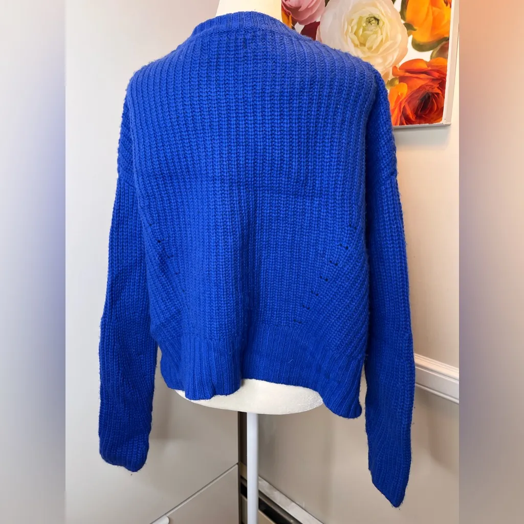 Naadam Chunky Ribbed Wool Cashmere Cropped Crewneck Sweater in Ice Blue Xs - Image 7