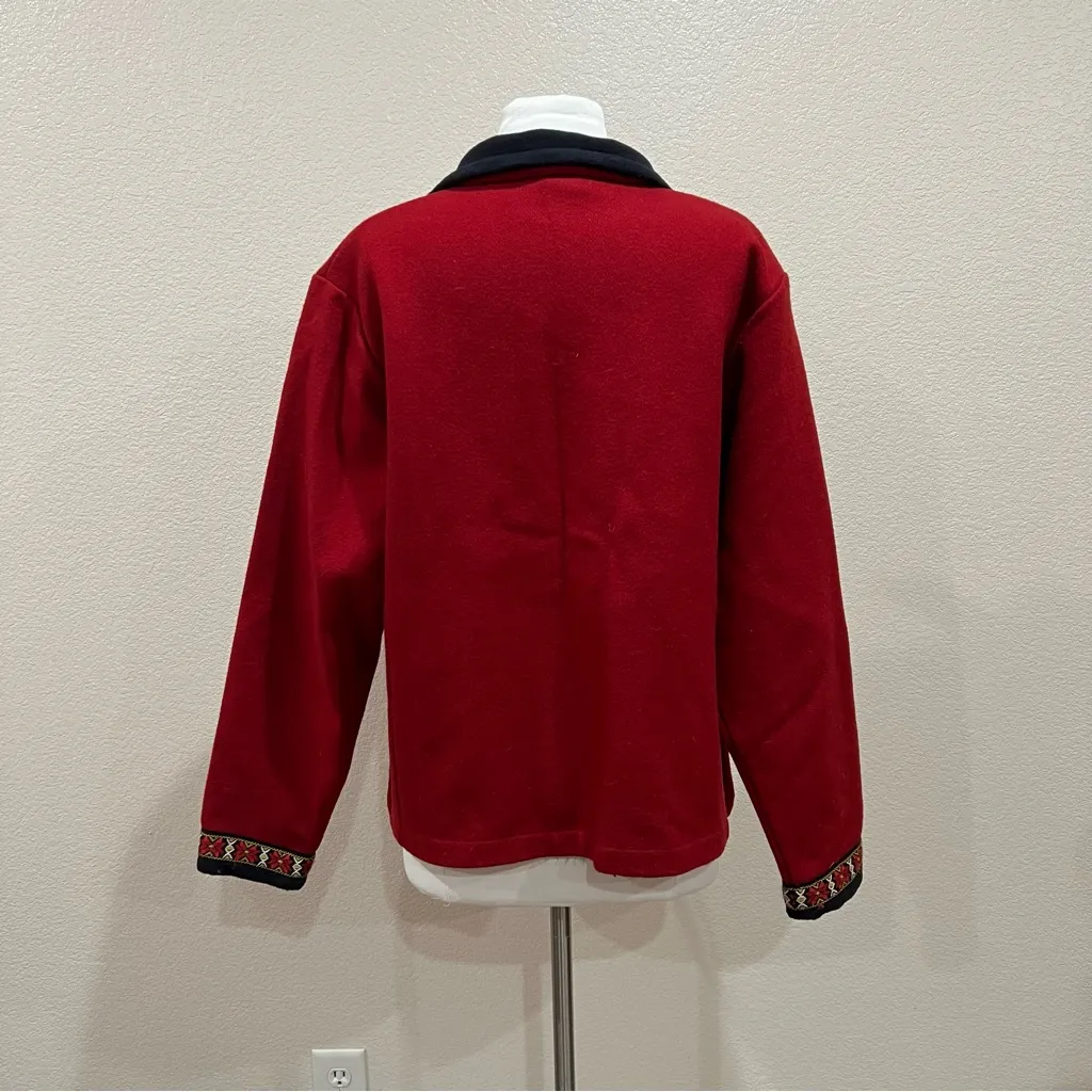 ALF Kuhl Red Began Nordic Wool Coat Size Large - Image 4