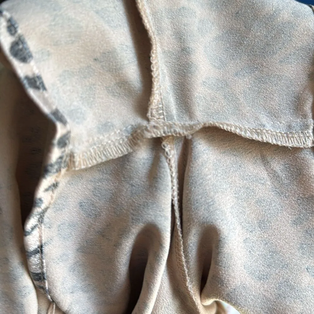 Glam‎ Leopard Print Tie Front Skort With Side Zipper Tan Black Size Medium - Image 5