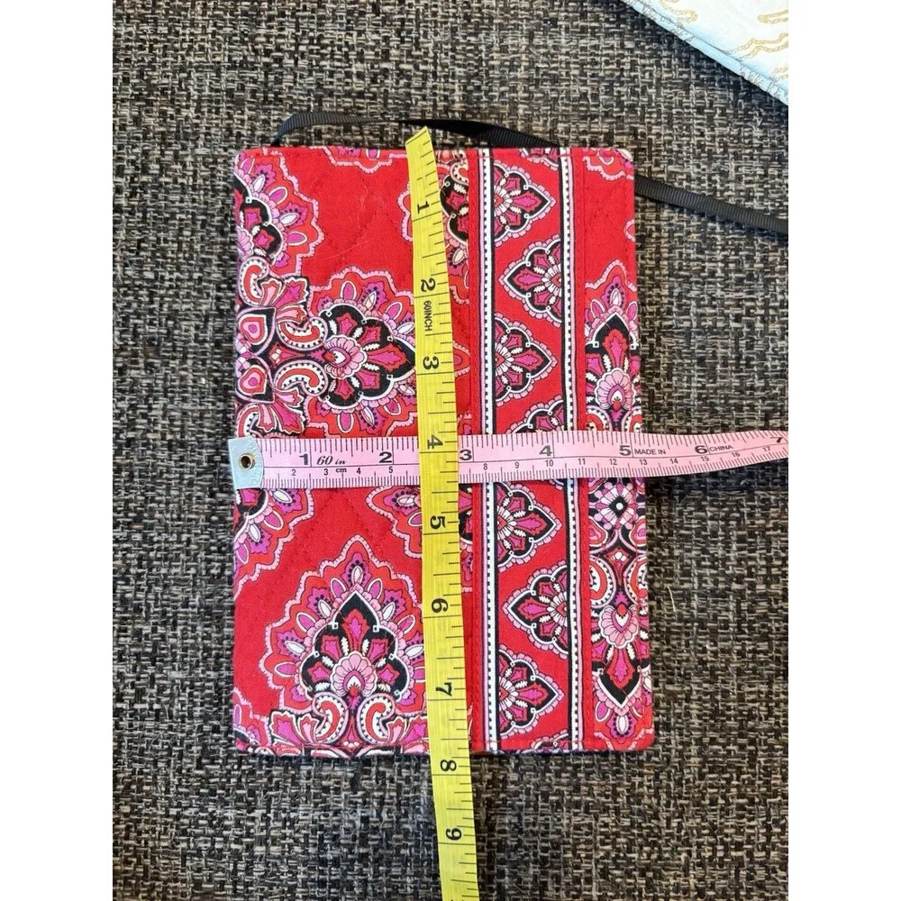 VERA BRADLEY Red Cotton Quilted Paisley Book Document Passport Cover w/bookmark - Image 5