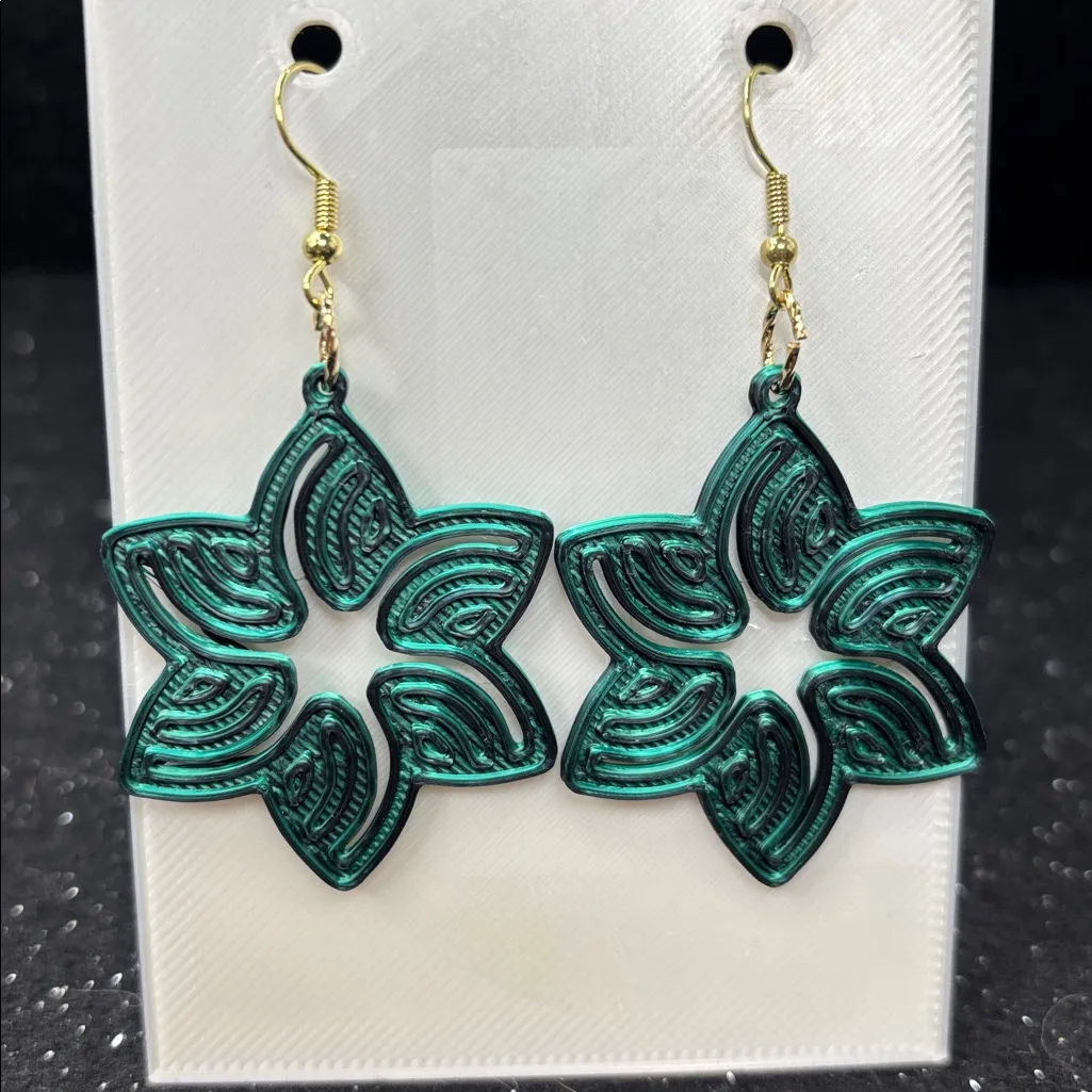 Floral Bloom Earrings Green - Image 2