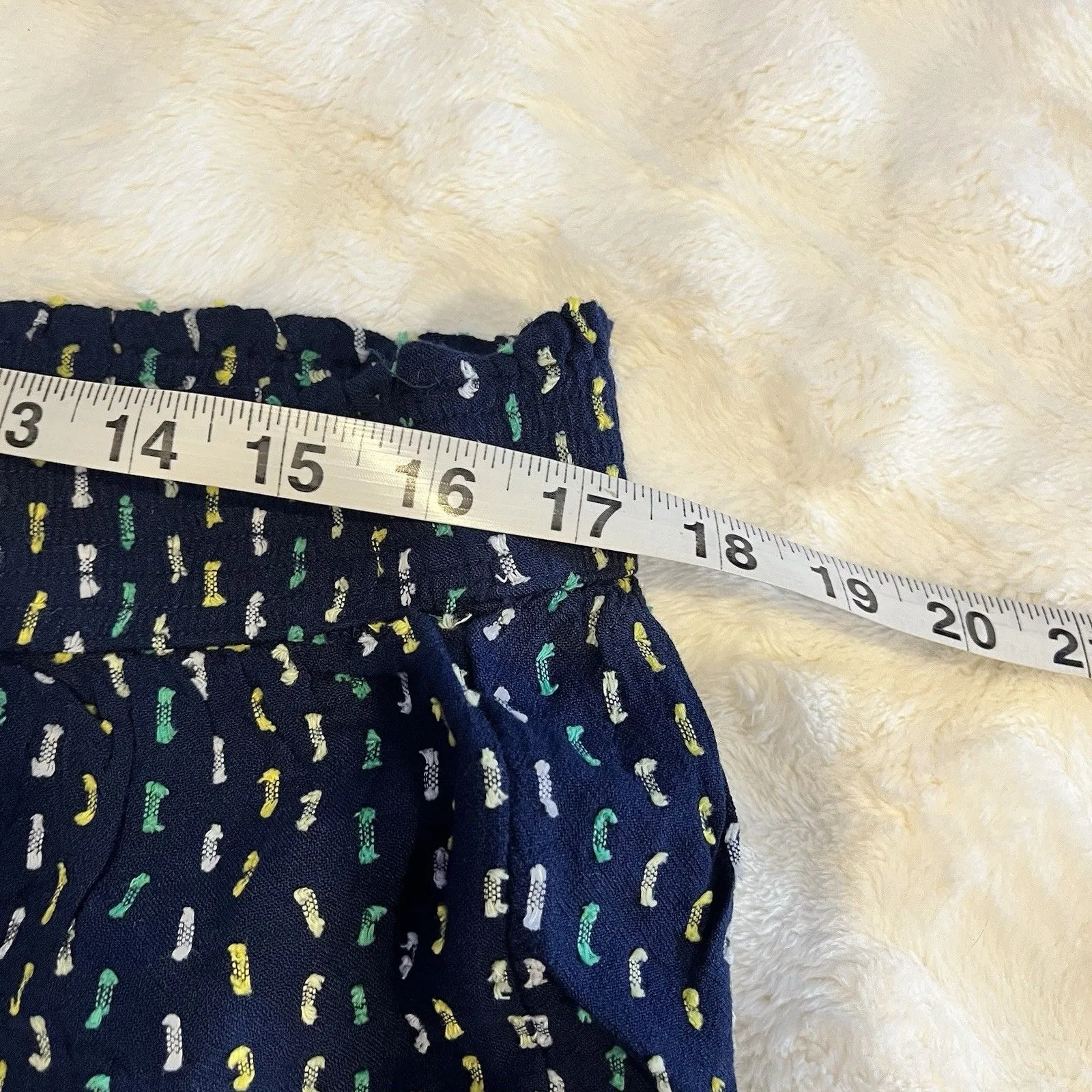 Loft Size Small Flounce Skirt Size XL Navy Green Yellow Clip Dot Lined Women - Image 5