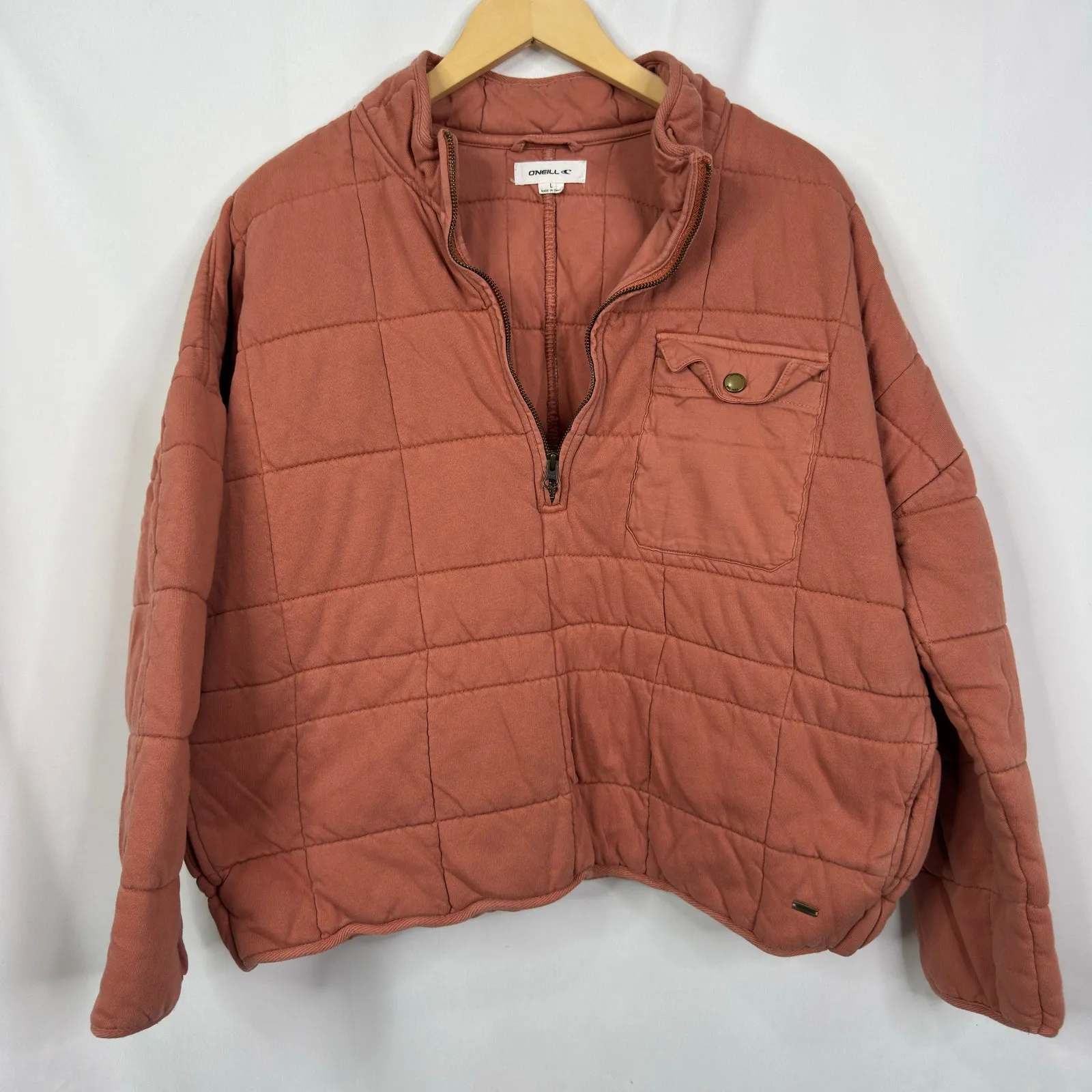 O'Neill  Mable Quilted Pullover Jacket Coral Size L - Image 9