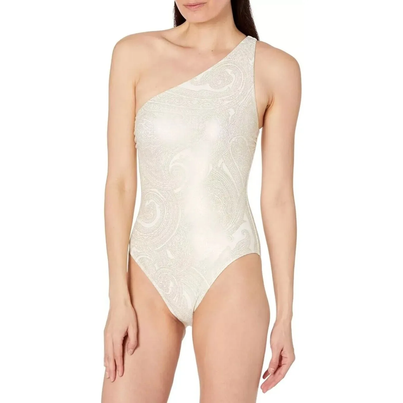 NWT Lauren Ralph Lauren Women Plus Size 20W Luxury Paisley One Shoulder Swimsuit - Image 4
