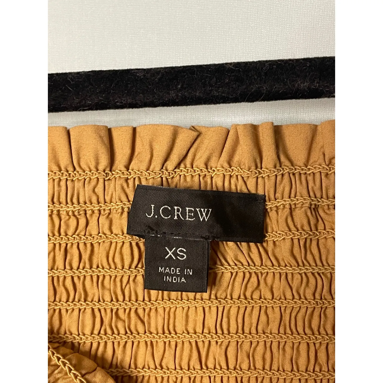 J. Crew Square Neck Smocked Peplum Long Sleeve Top Camel Tan XS - Image 4