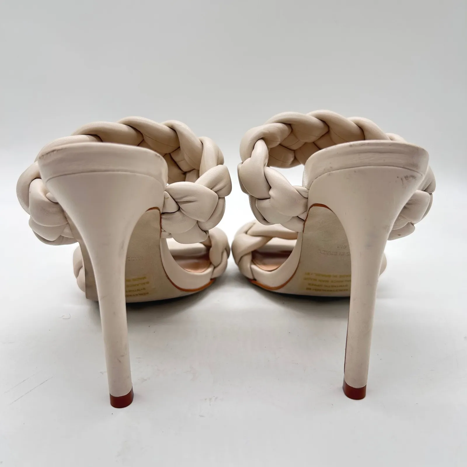 Steve Madden Sandals Womens 6 Cream Kenley Braided Heeled Sandals Mules‎ Heels - Image 6