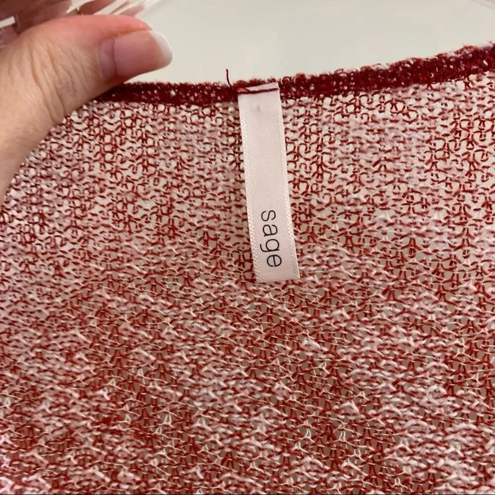 Sage Marled Knit Lace Detail Bell Sleeve Open Cardigan - Image 2