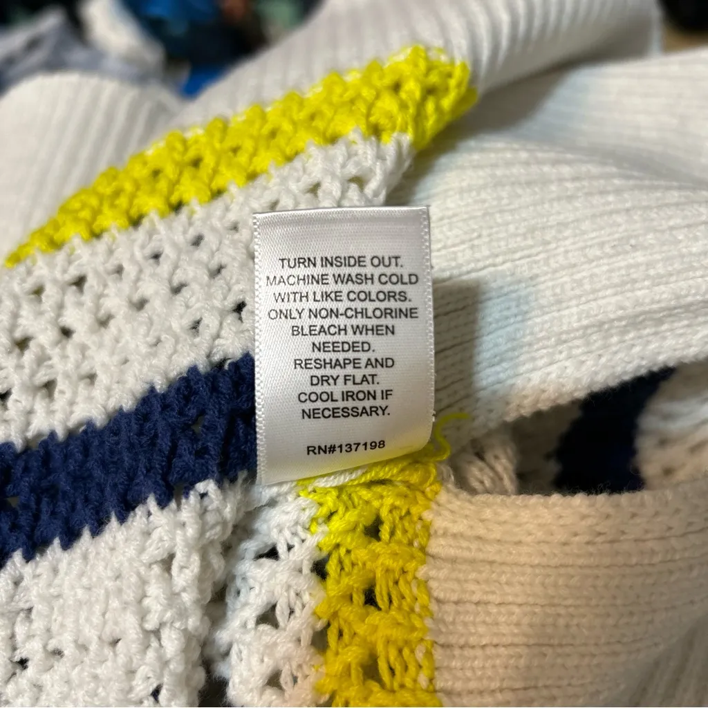 Kerri Rosenthal Striped Smiley Face Embroidered Knit Sweater Size XL White - Image 10