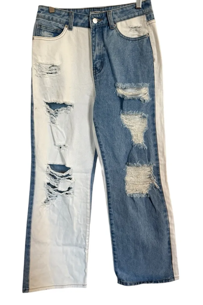 NWT American Bazi Color Block Distressed
Boyfriend Jeans Size Medium - Image 1