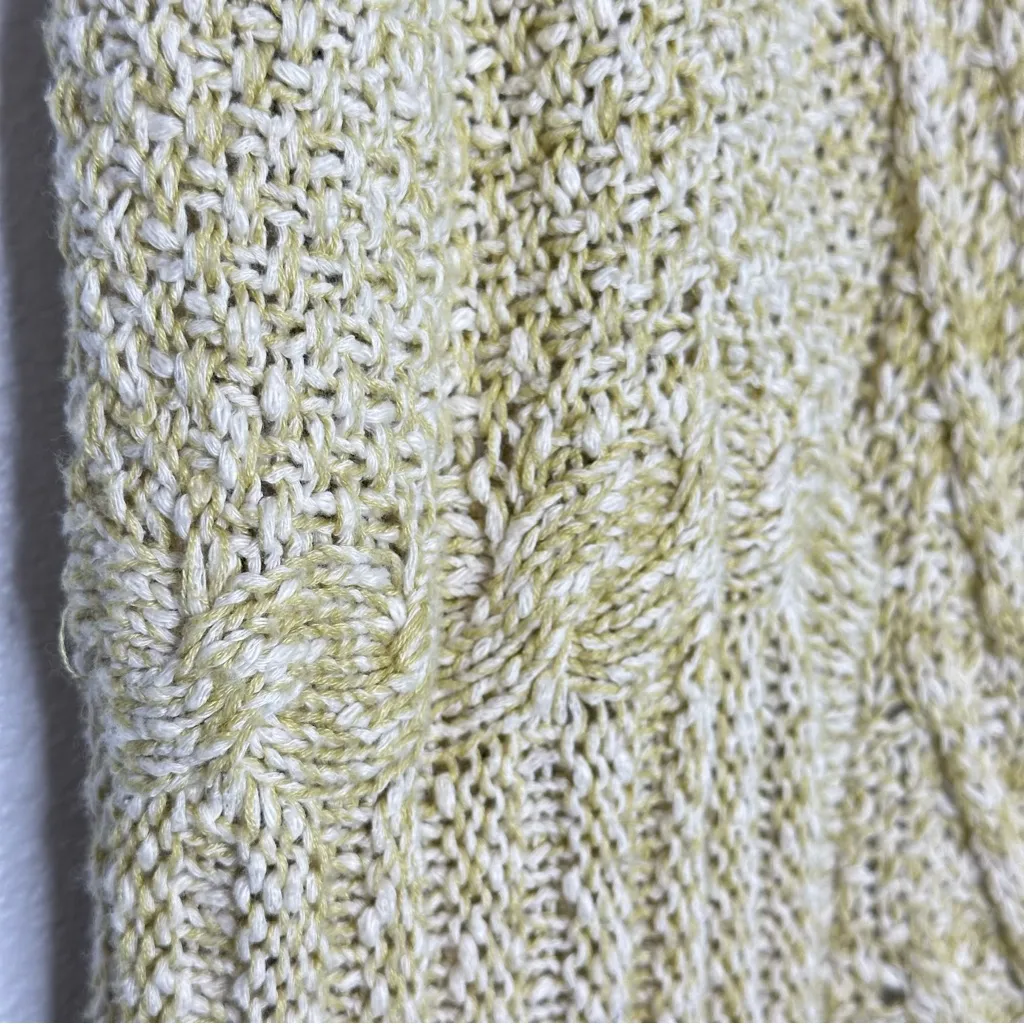 Anthropologie Rosie Neira Open Knit Cardigan Sweater M/L Long Yellow/Green Boho - Image 7