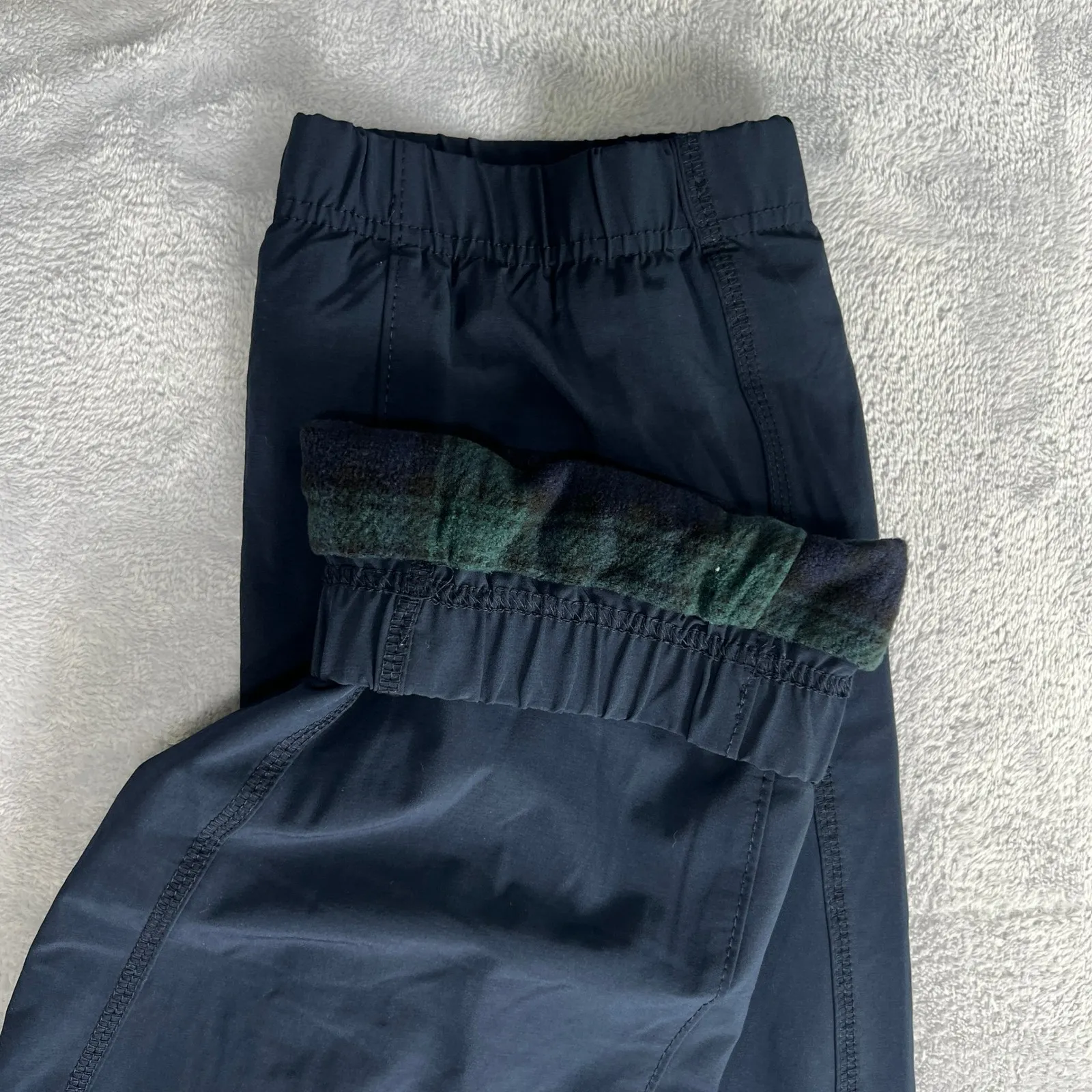 Eddie Bauer Womens Flannel Lined Jogger Pants Navy Blue Size 10 Cargo Pockets - Image 7