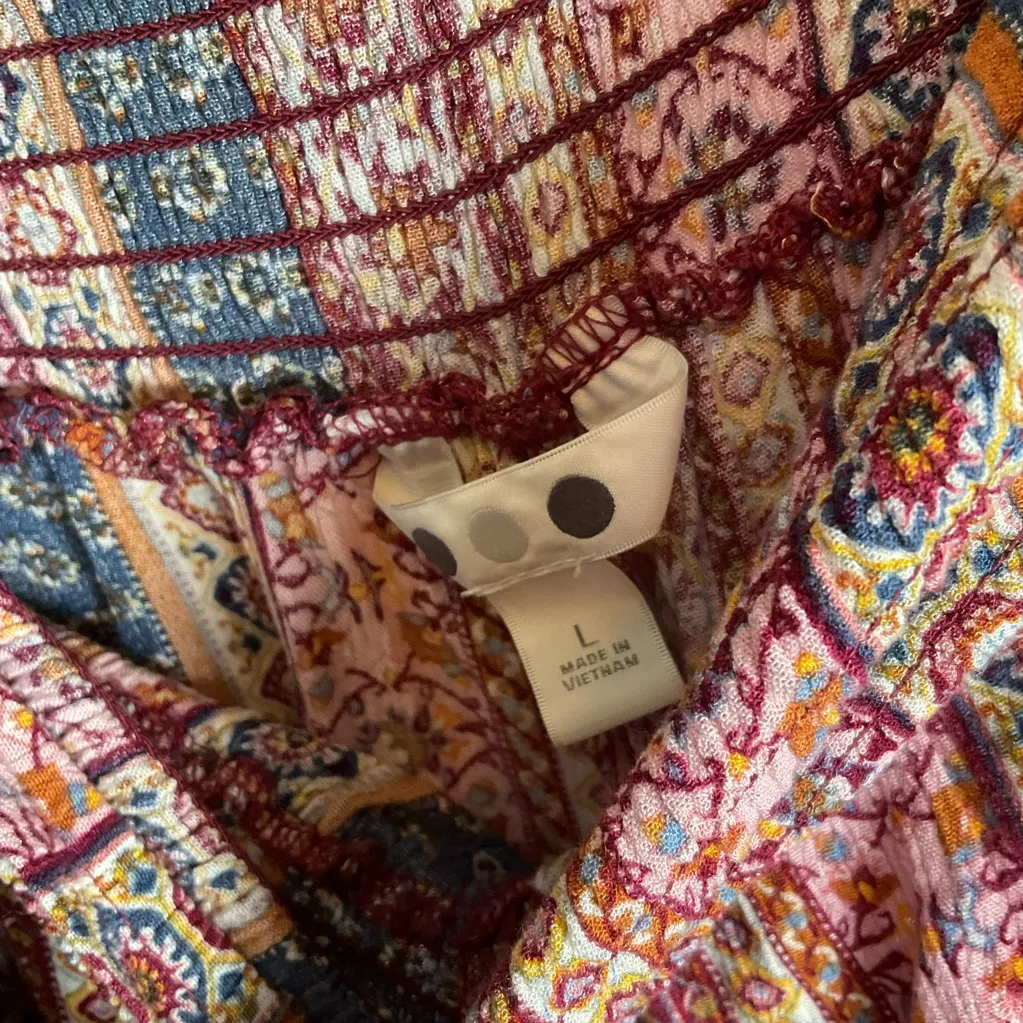 Three Dots WOMENS  PRINTED WIDE LEG PULL ON PANT size Large - Image 5