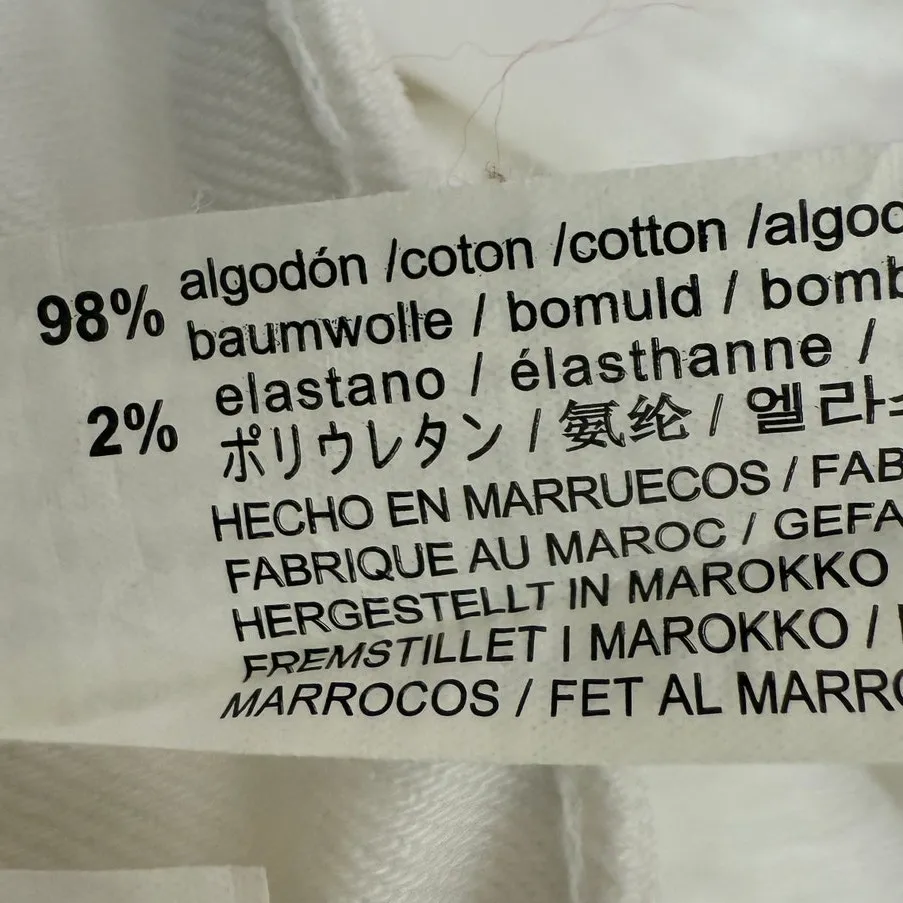 Zara Straight Leg High Rise Stretch Casual Ankle Cropped Denim Jean Zip 36 White - Image 9