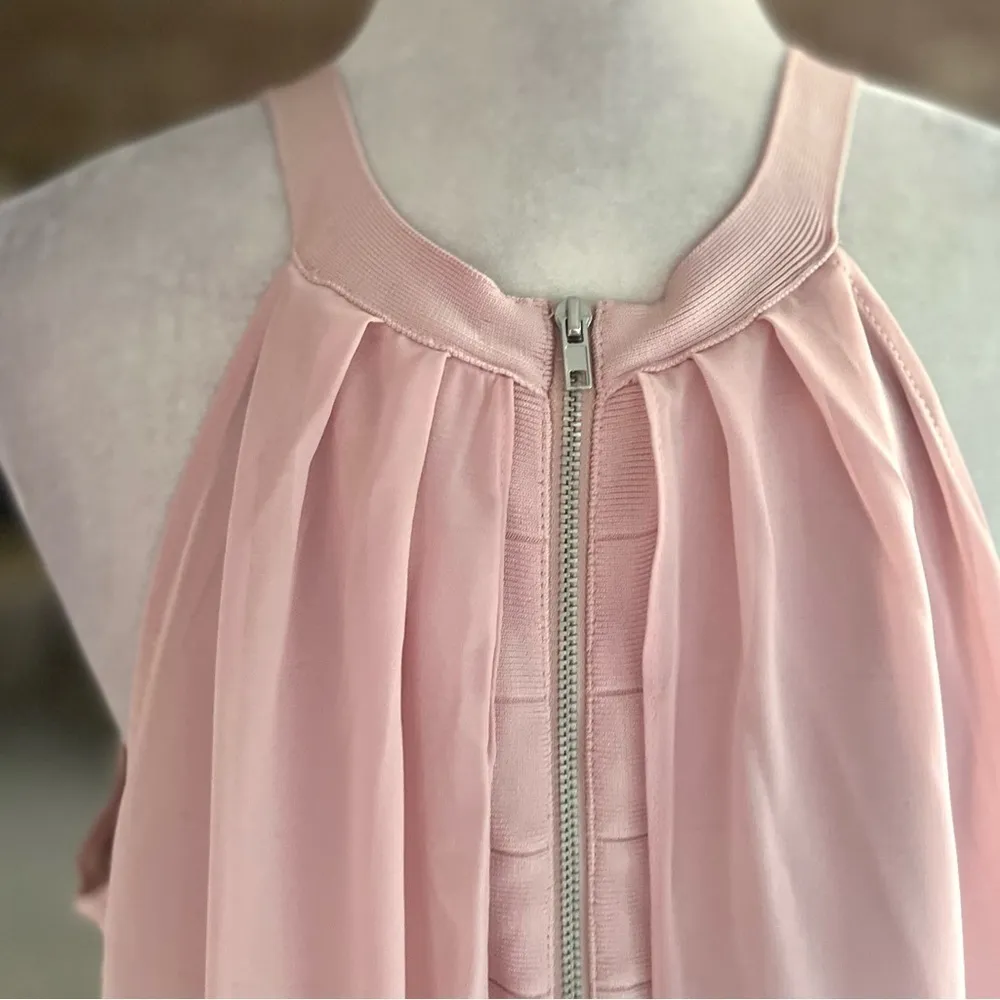 Venus Dress Halter Midi Pink Bandage Pink Chiffon Overlay 18 Cocktail Party Glam - Image 14