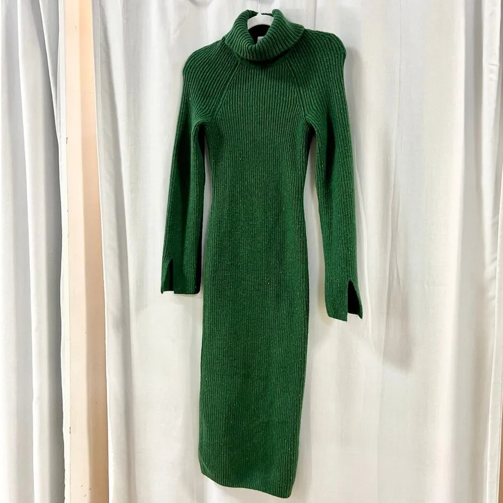 Lovers + Friends Coralie Knit Bodycon Midi Sweater Dress Dark Green Womens XS - Image 3