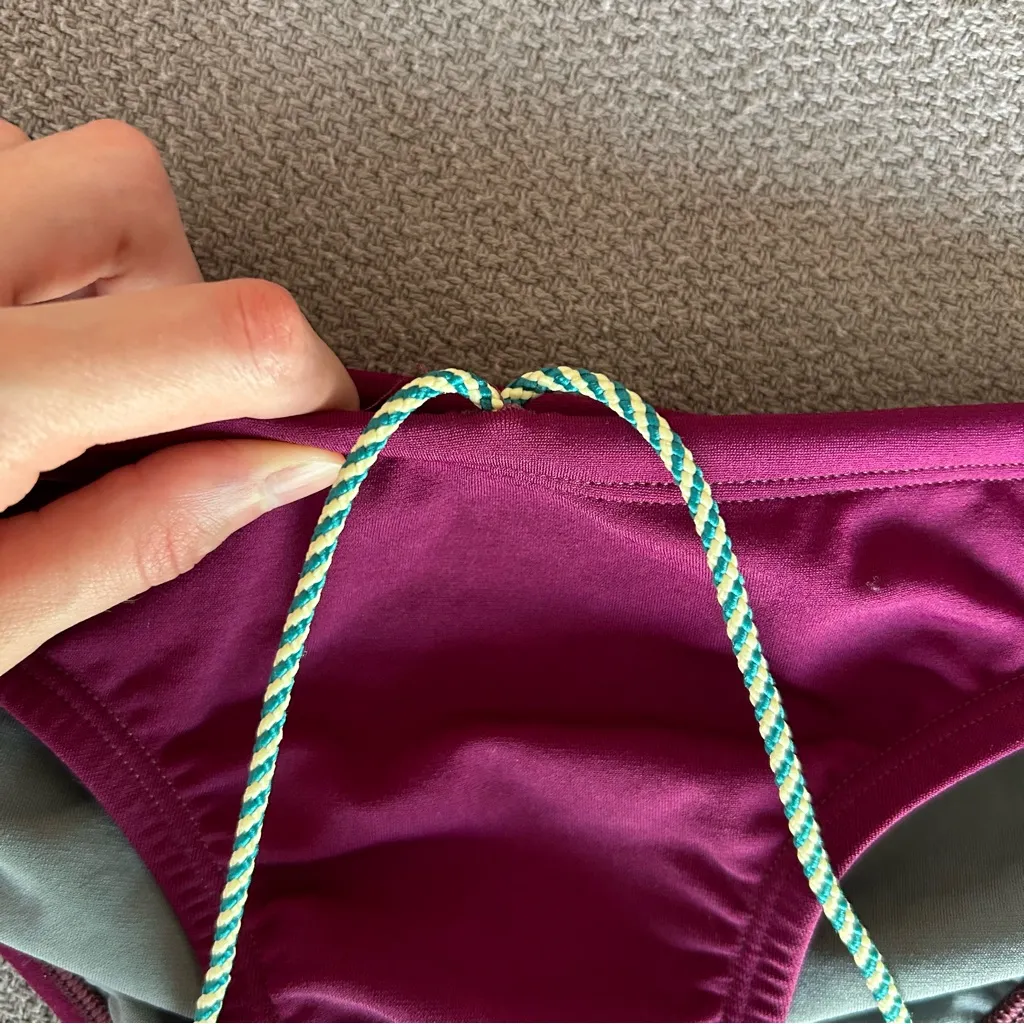 Jolyn Midl Full Coverage Drawstring Active Bikini Bottoms in Cabernet Medium Purple - Image 3