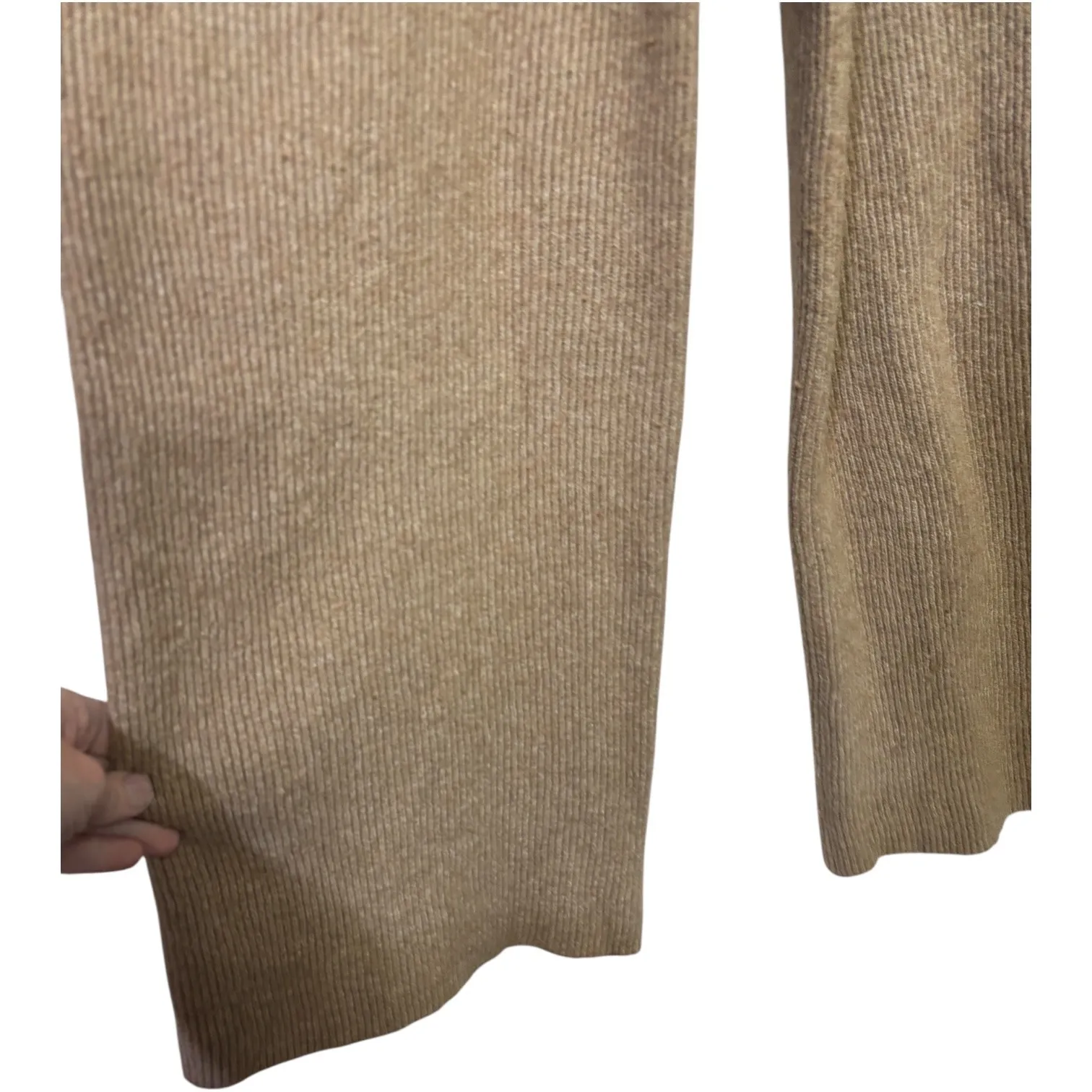 Free People Warm It Up Sweater Jumpsuit Wide Leg Wool Cashmere Ribbed Camel XS - Image 4