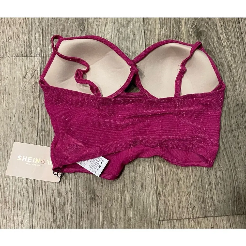 SHEIN Bae Small Pink Sparkle Crop Top New - Image 5