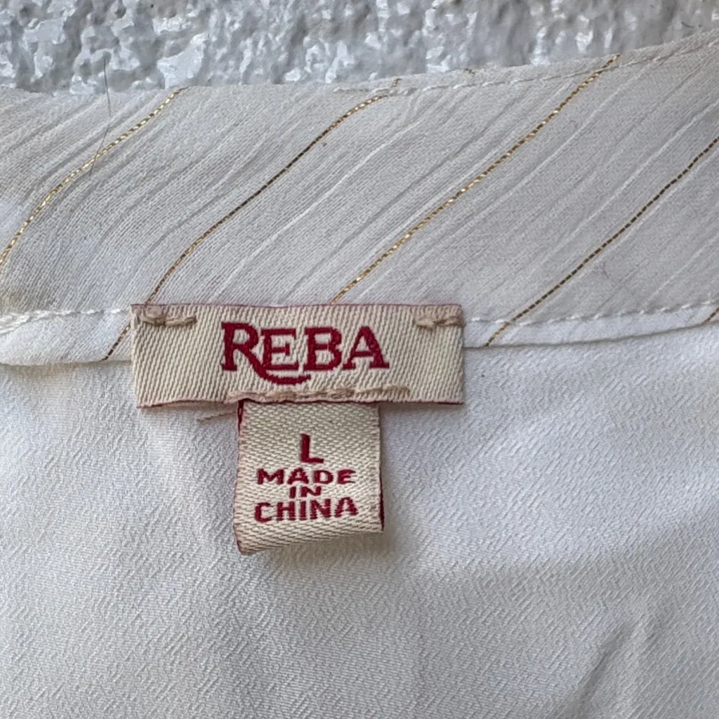 Reba White Sleeveless Blouse with Gold Detailing - Image 2