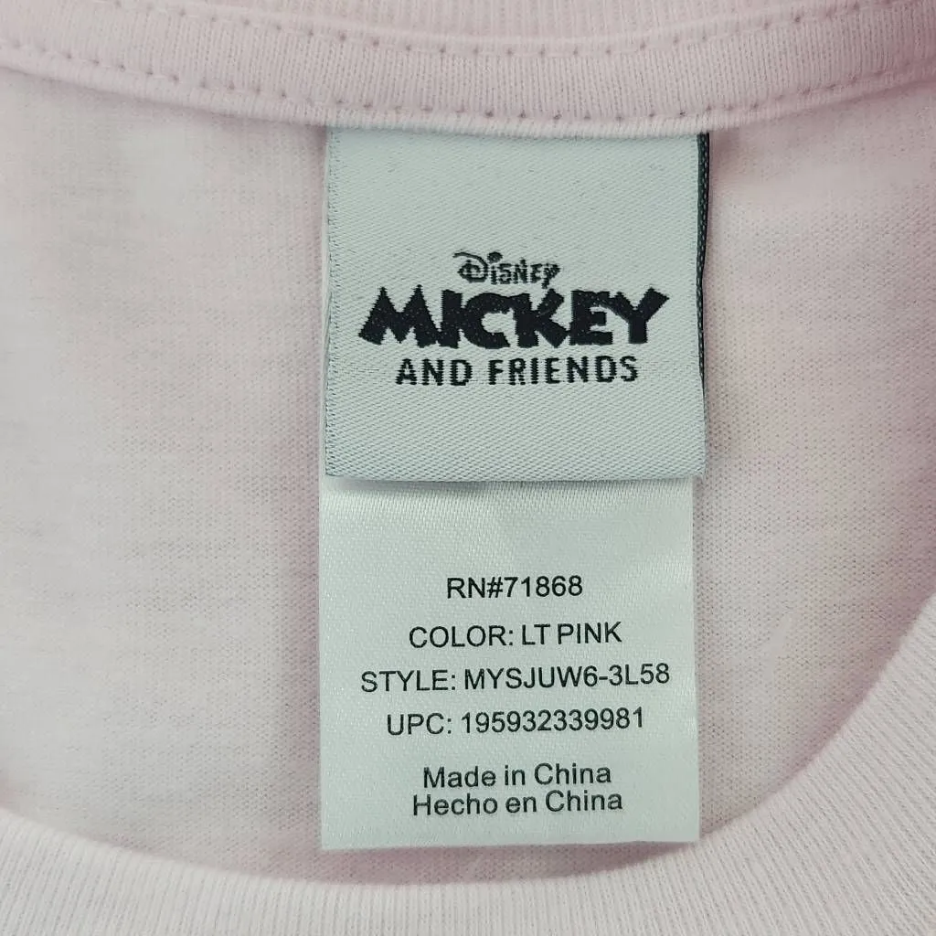 Disney Pink Mickey and Friends Tee with Crochet Flowers NWT Size Small - Image 8