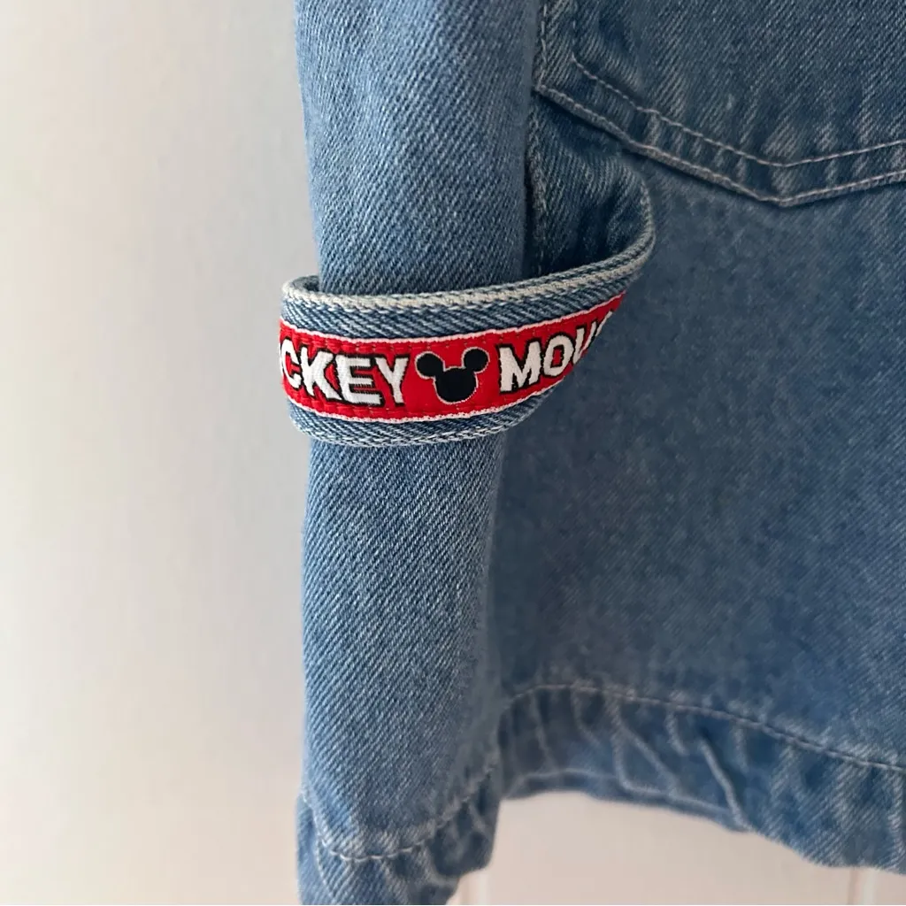 VTG Mickey Unlimited Disney Denim Overalls Shorts Donald Goofy V2 Blue Size M - Image 4