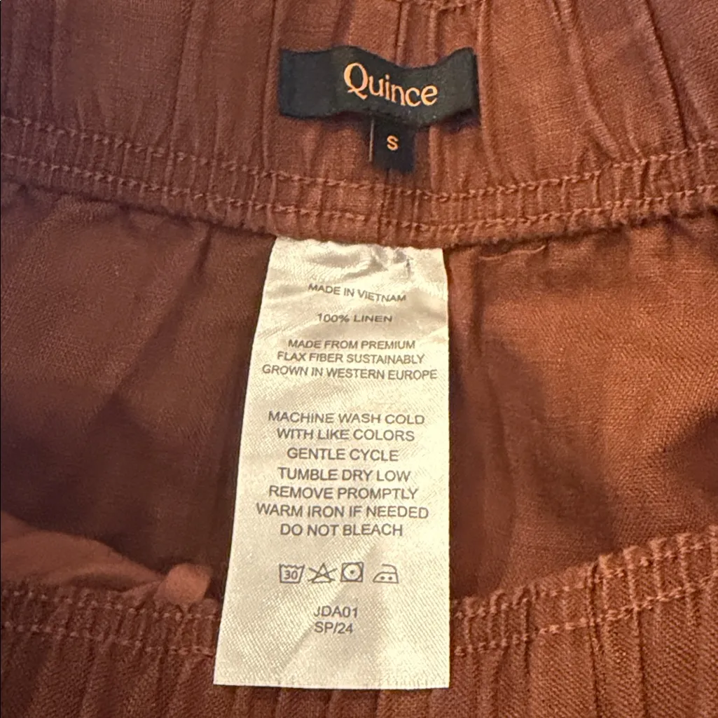 NWT Quince 100% European Linen High Waisted Brown  Shorts Sz S - Image 3