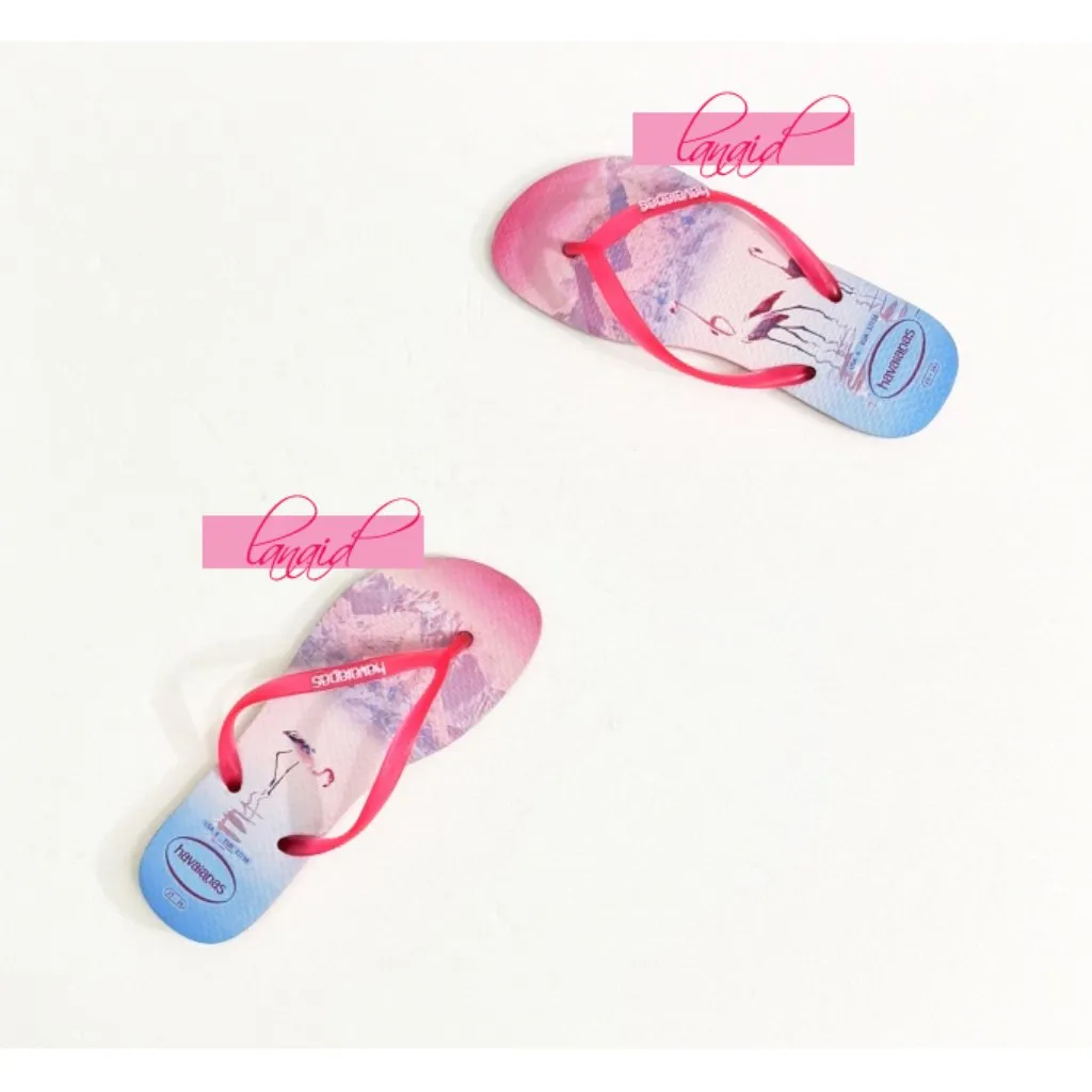 Havaianas Slim Paisage Flip Flops Pink Flamingo Mountains Sea Thong Flat Sandals - Image 9