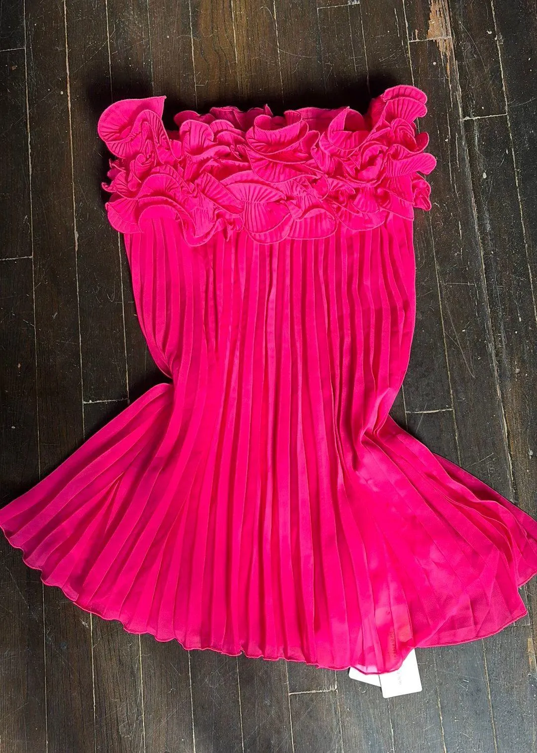 Commense Mesh Rosette Tube Pleat Short Dress - Image 2