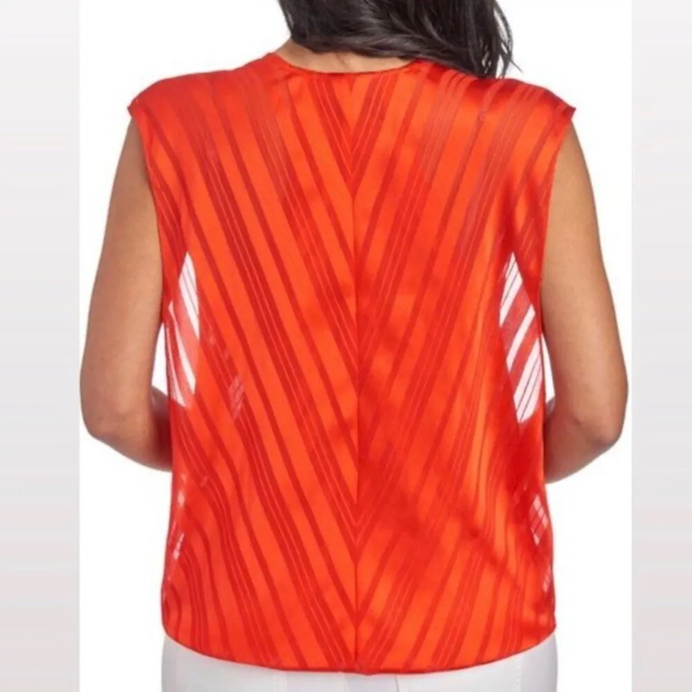 Rachel Roy Neon Tigerlily Burnout Silky Top, Red/Orange Size L New w/Tag - Image 3