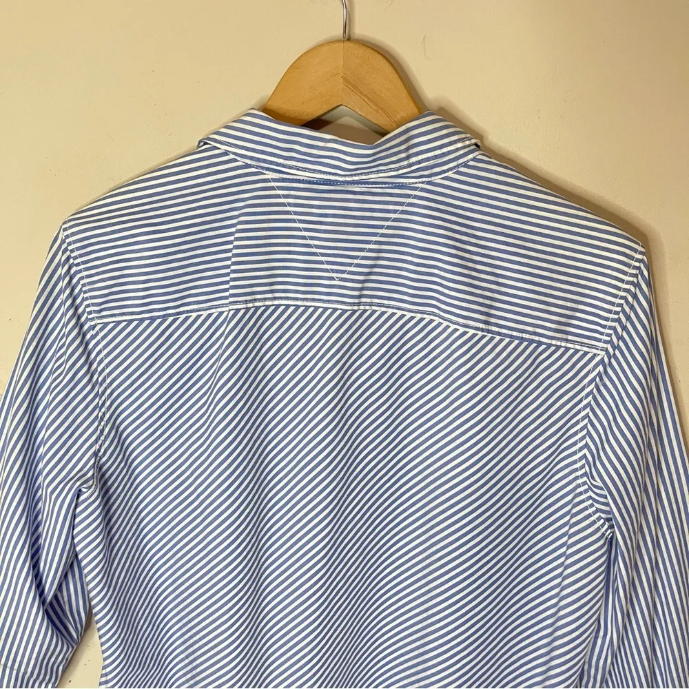 TOMMY HILFIGER Blue & White Pinstripe Button-Down Dress Shirt, XL - Image 6