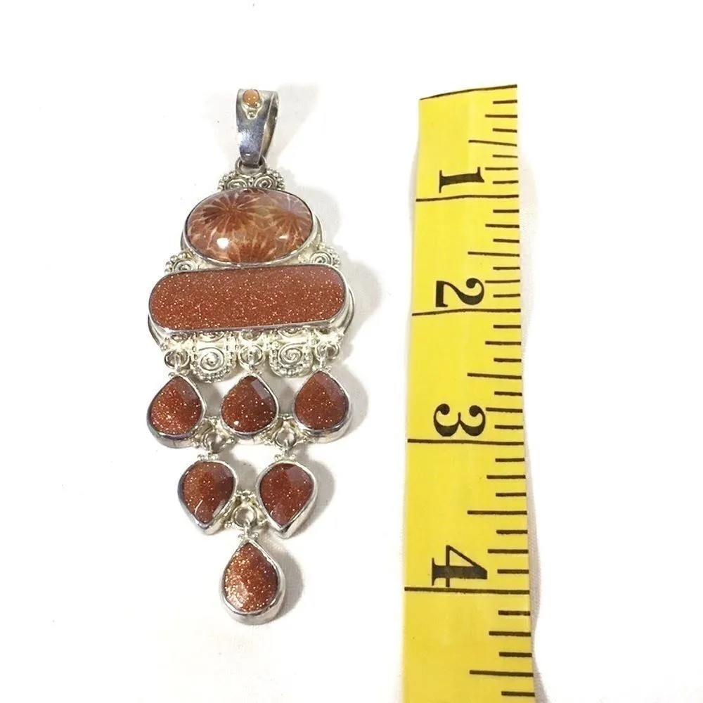 LARGE Sajen Offerings sandstone druzy pendant Silver - Image 3