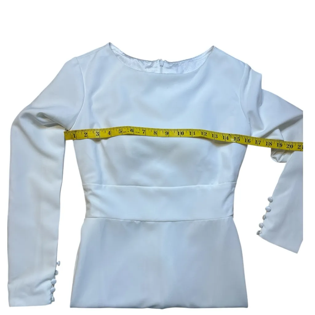 Mingda’s Dress NWT Long Sleeve Bridal Gown White Minimalist Crepe Train Size undefined - Image 6