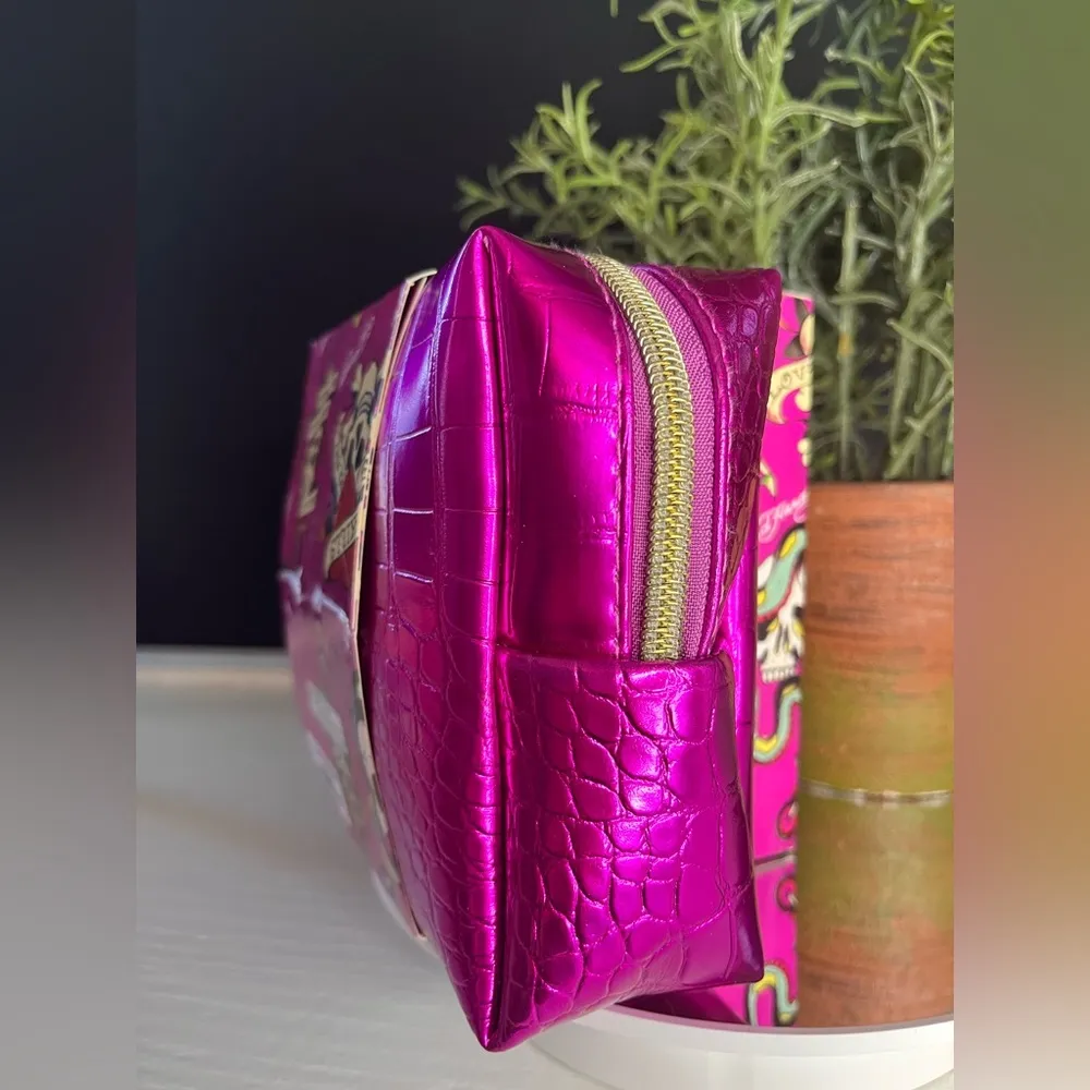 Ed Hardy Love Kills Rose Gold Watch & Cosmetic Bag Set Y2K Pink NWT - Image 6