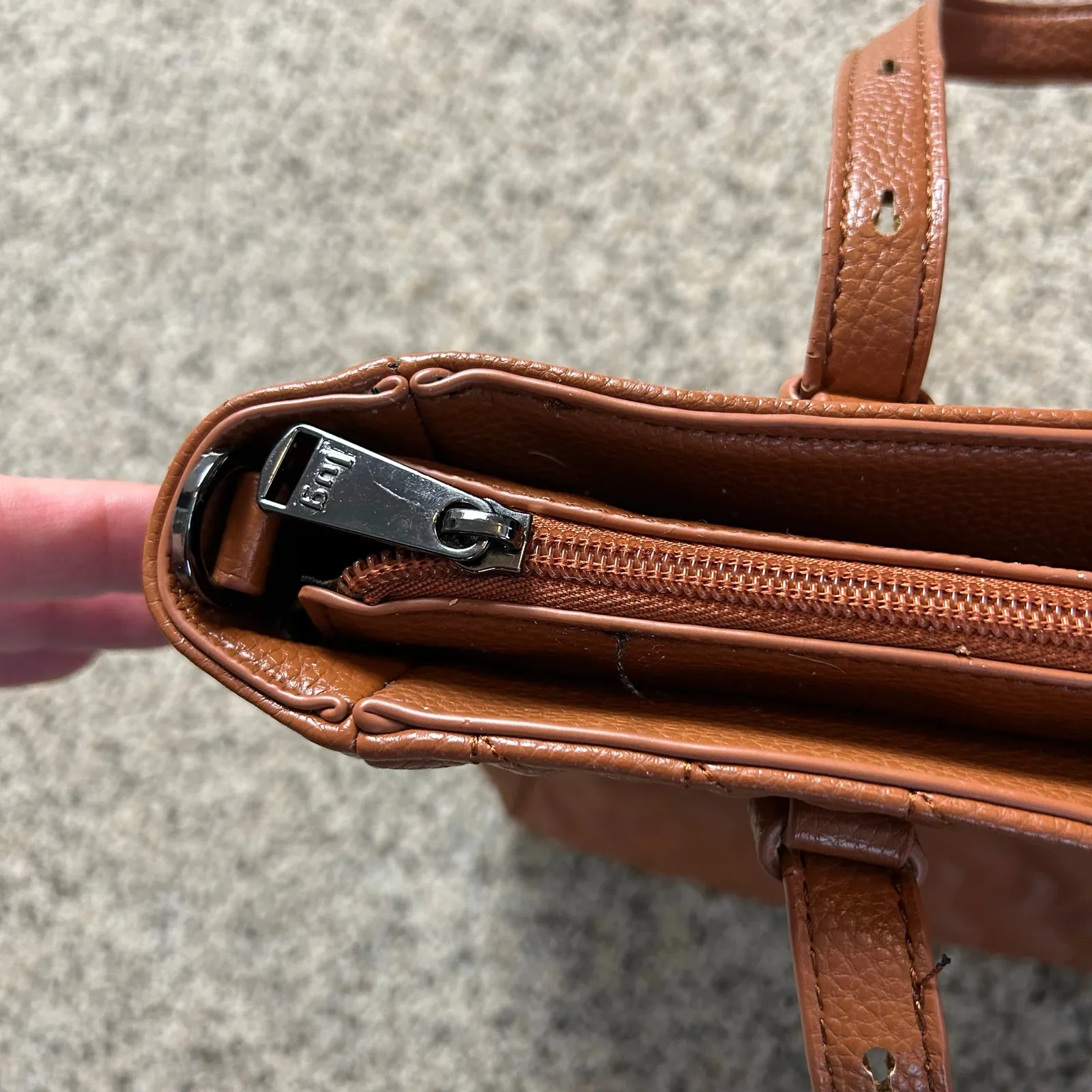 Lug Charter Classic VL Convertible Tote Bag Vegan Leather Brown Tan - Image 7