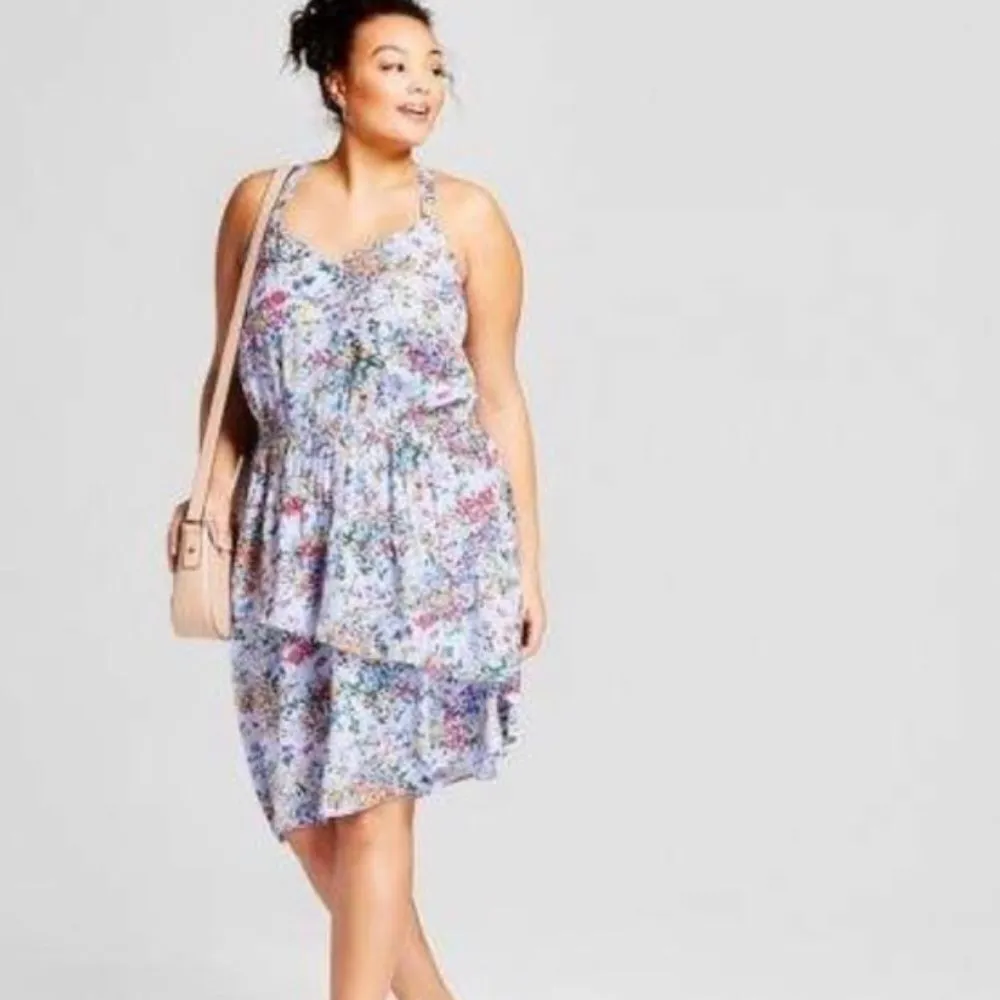 ✨5xHP✨Purple Floral Tiered Ruffle Skirt Dress✨ - Image 3