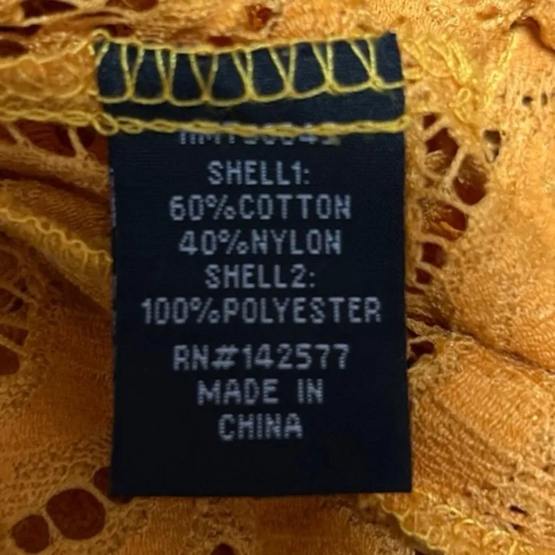 Haute Monde Orange Embroidered Lace Sleeveless Peplum Blouse Top Size M - Image 4