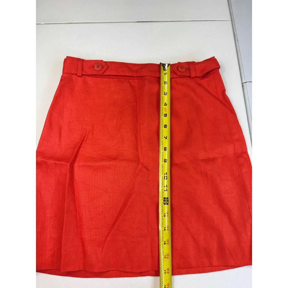 J. Crew Red Linen Skirt Size 0 Womens Mini A-Line Button Accent‎ Career - Image 5