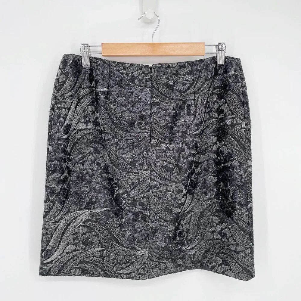 Ann Taylor Metallic Sequin Pencil Mini Skirt Black Women's 12 - Image 4