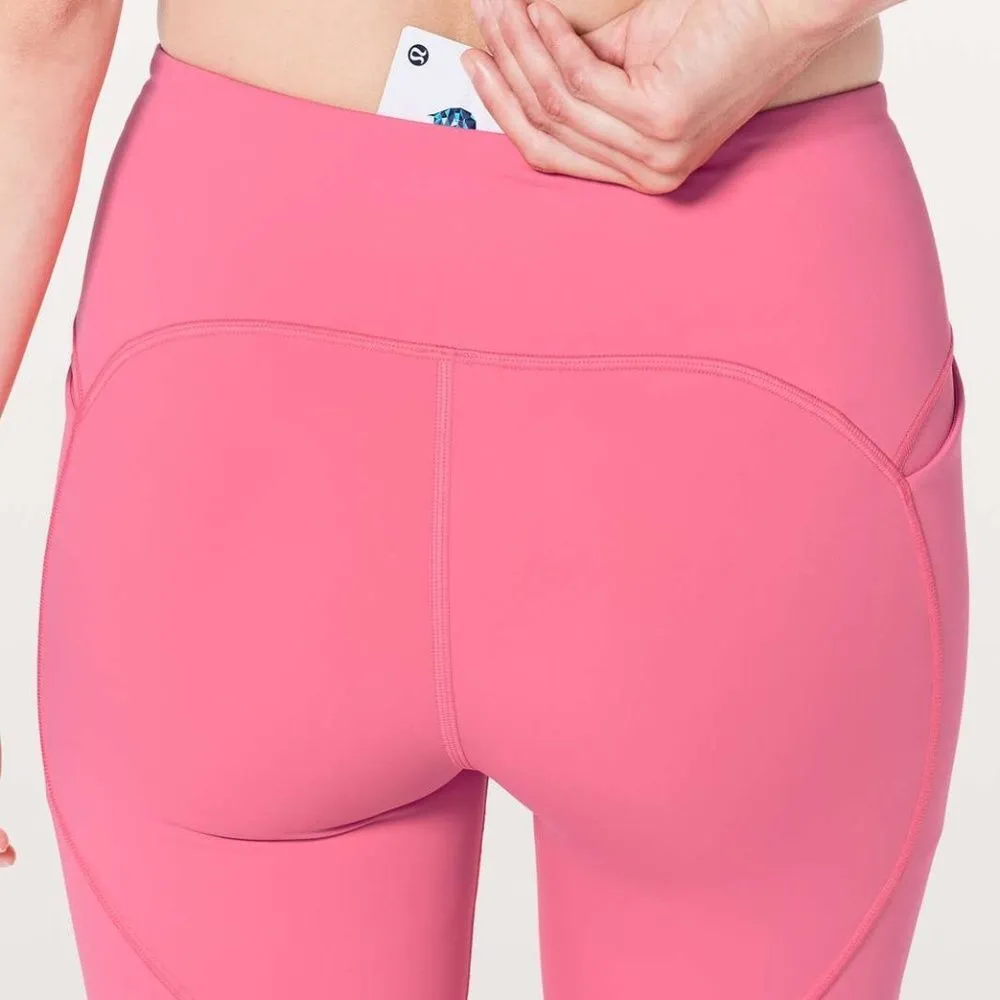 Lululemon On Pace Crop 21” Hot Pink Glossy Nulux Fast Free Pockets Like New 4 - Image 6