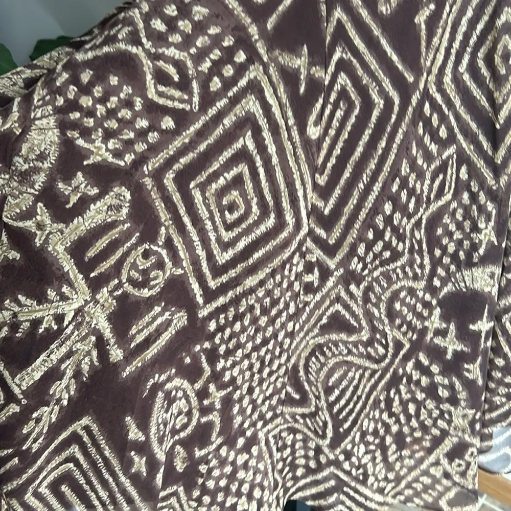 Ralph Lauren One Shoulder Aztec Print Silk Brown Dress Sz 2 NWT - Image 9