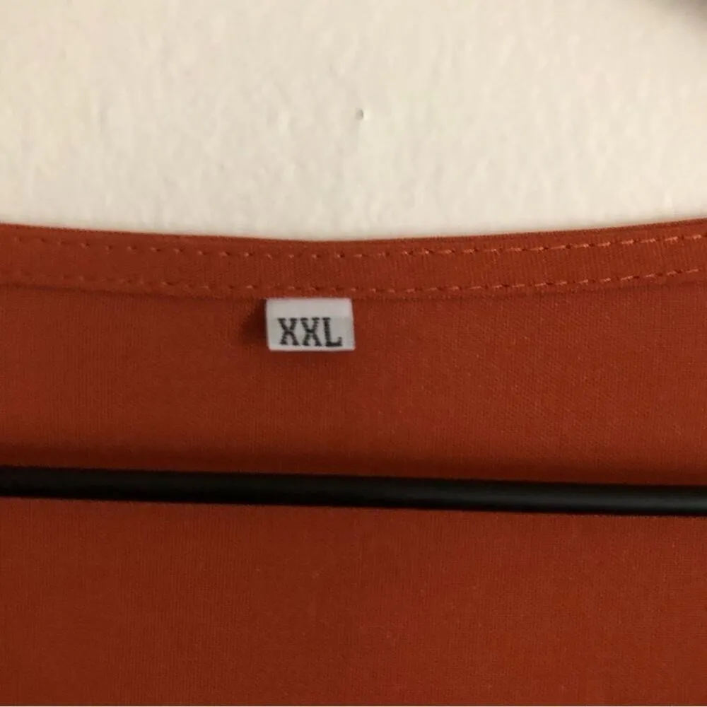 Amoretu Burnt Orange Tunic Tiered Latern Sleeves V - Image 3